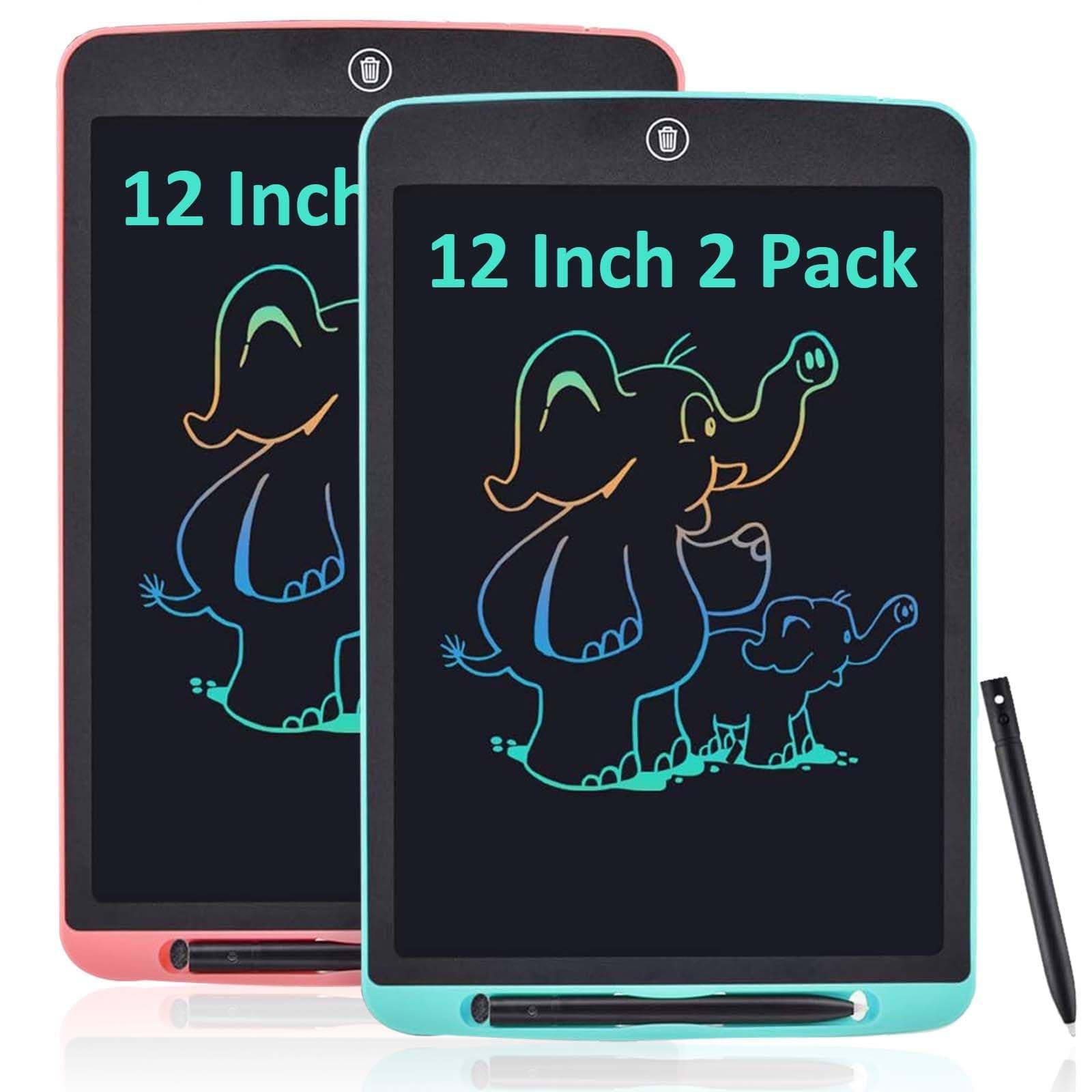 2 Pack LCD Writing Tablet, 12 Inch Colorful Digital ewriter Electronic Graphics Tablet Portable Board Drawing Tablet Pad for Kids Adults Home School Office (pink+blue-12")