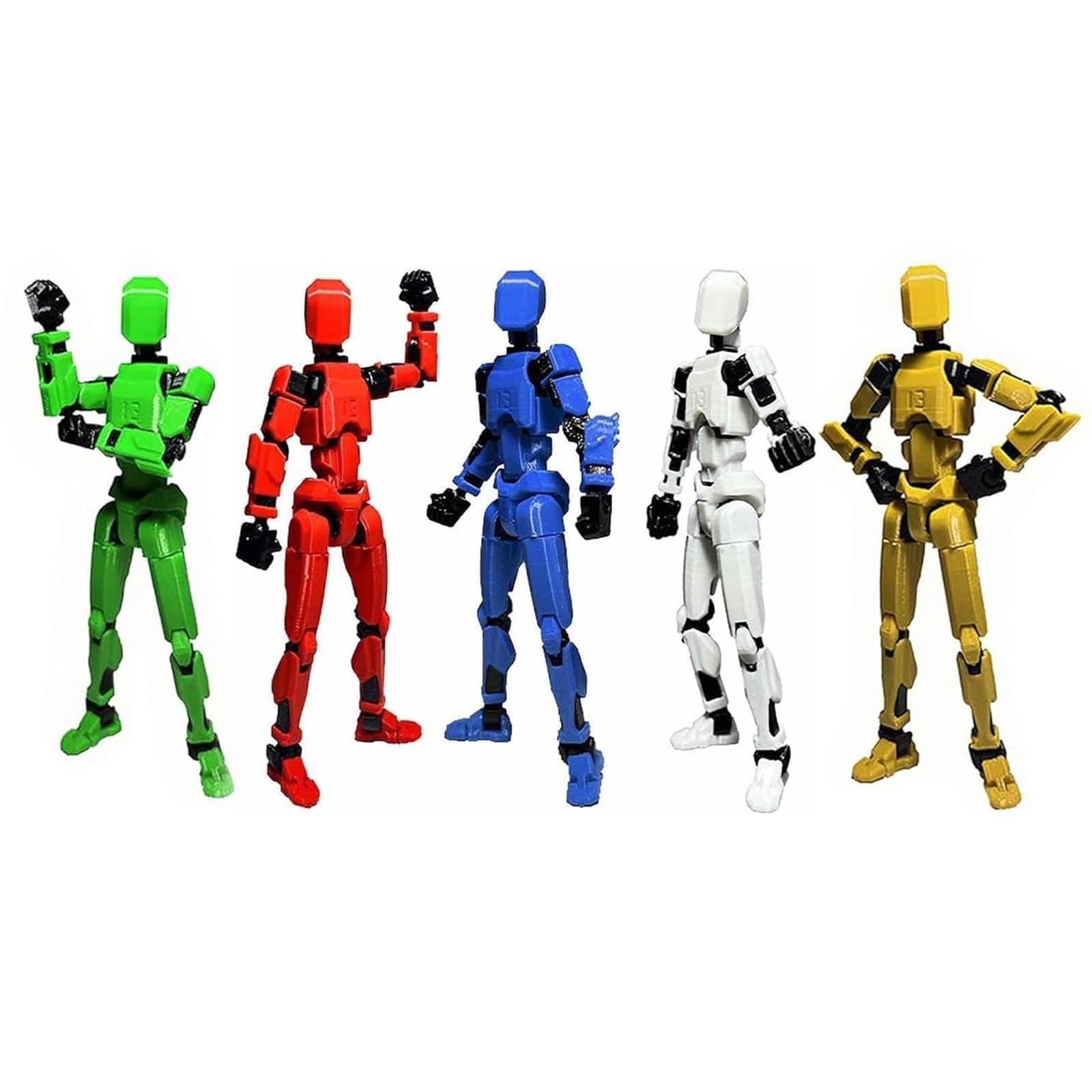 EIMONEY 5PCS Assembly Completed T 13 Action Figure 3D Printed Multi-Jointed Movable,Lucky 13 Action Figures,Multi-Articular Dummy 13 Action Figures,Desktop Decorations,Creative Gifts (5 Colors)
