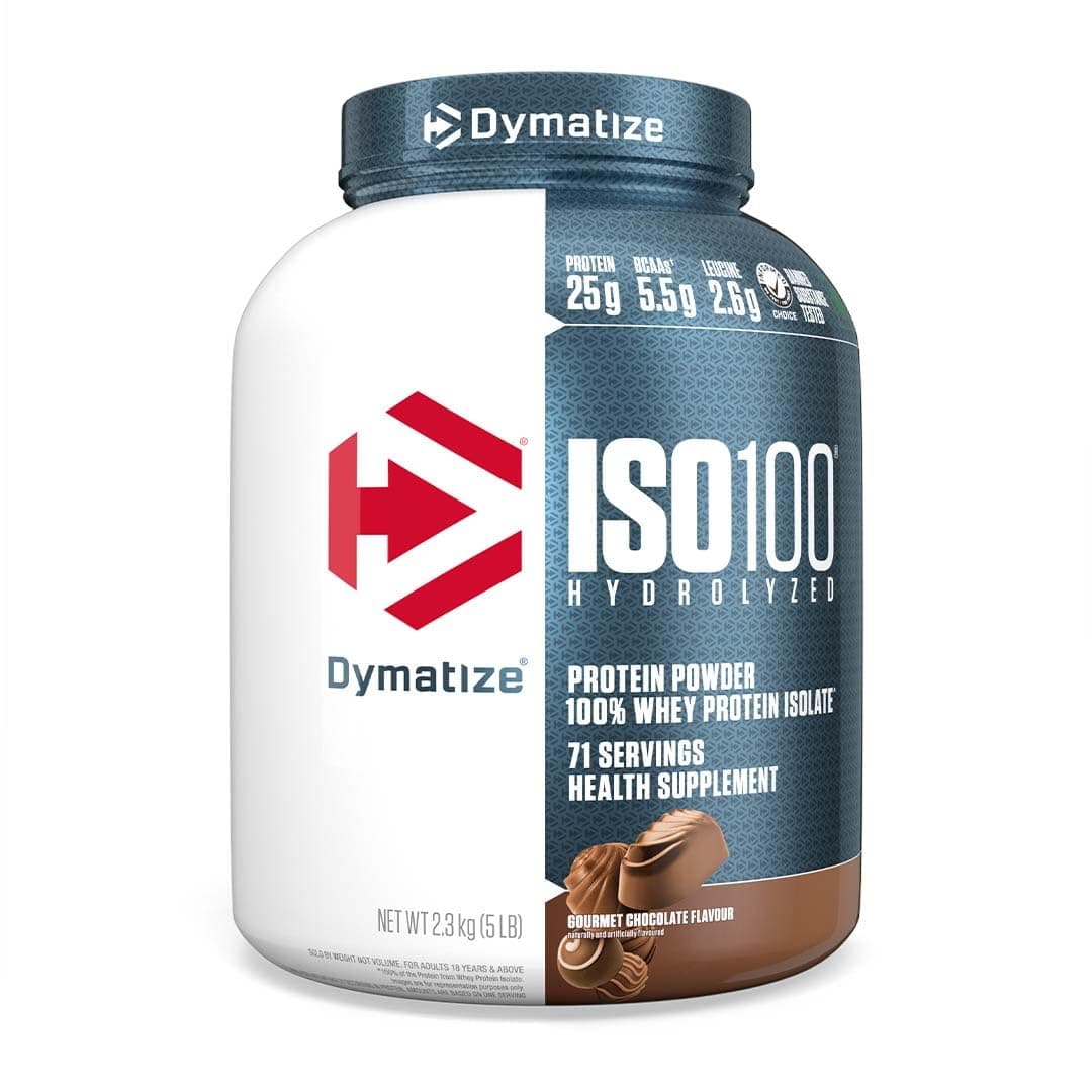 ISO100 Hydrolyzed Whey Protein Isolate | Fast-Digesting | Muscle Recovery Formula with Amino Acids | Low Sugar & Fat | Gourmet Chocolate | 5 lbs