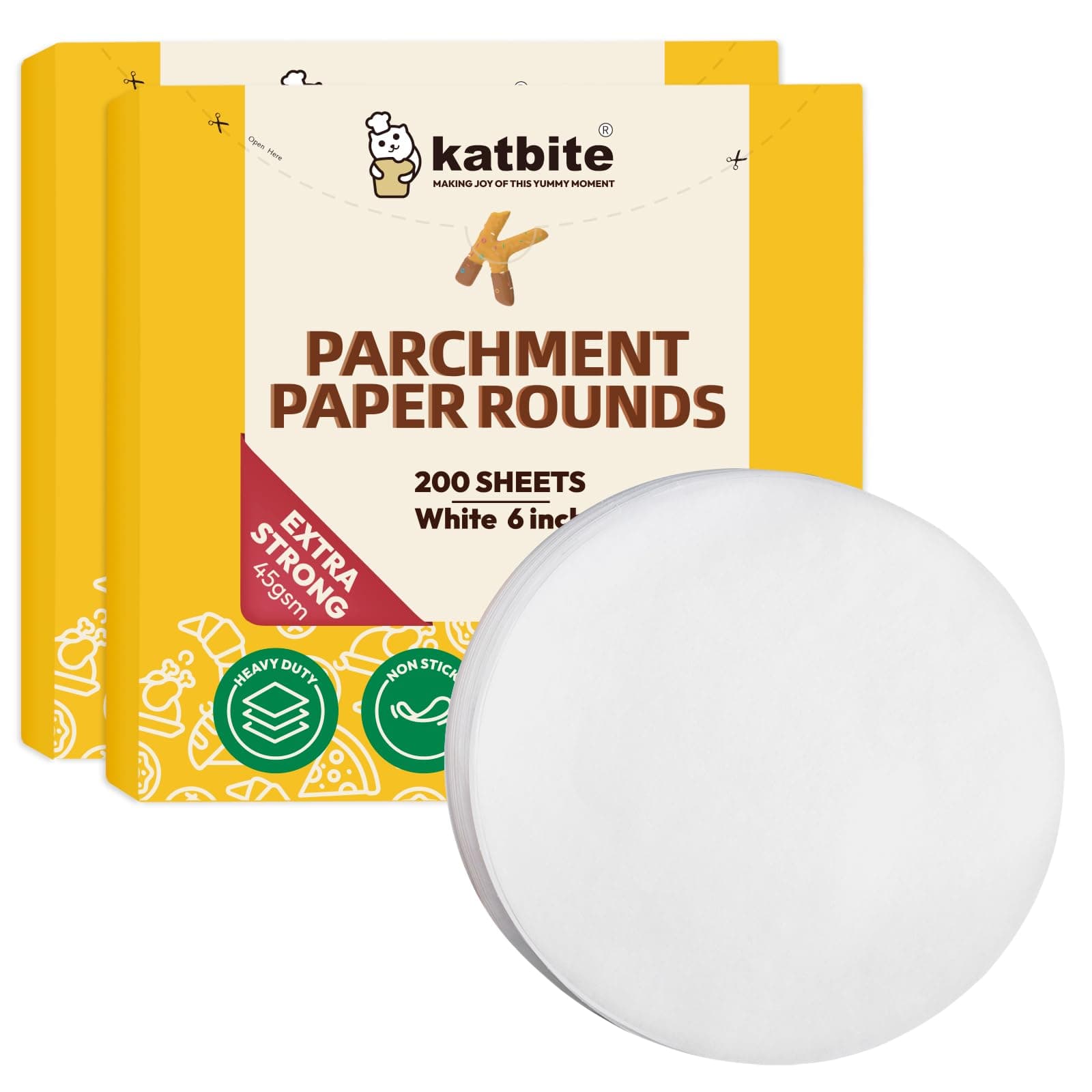 Katbite Parchment Rounds - 500, 6 Inch, 4”5”8”9”10”12” Parchment Paper Rounds Available, Uses for Cake Baking, Patty Separating, Tortilla Wrapping