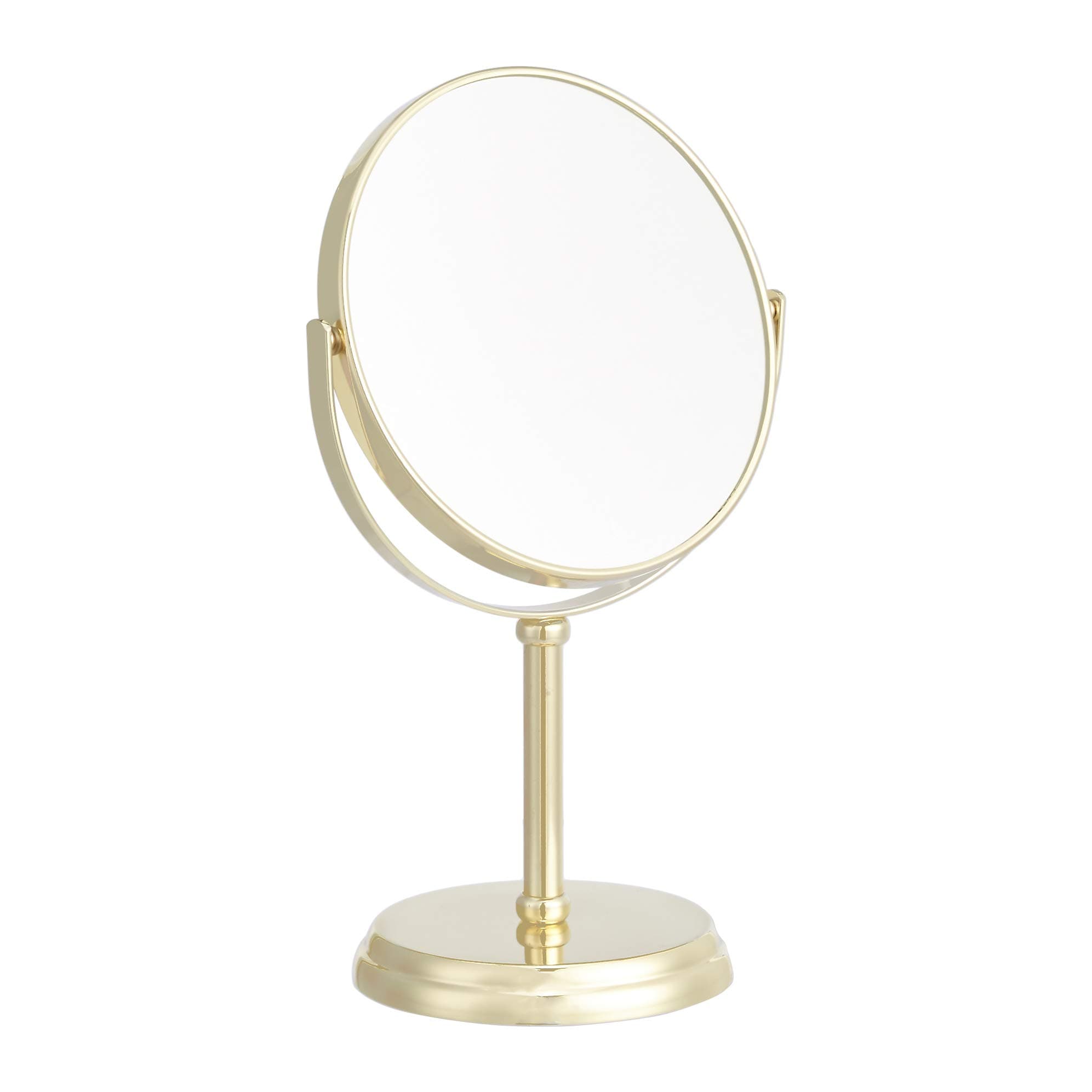 Amazon Basics Round Dressing Table Mirror, Tabletop Mount - 1X/5X Magnification, 18.3x12.5 Cm, Gold