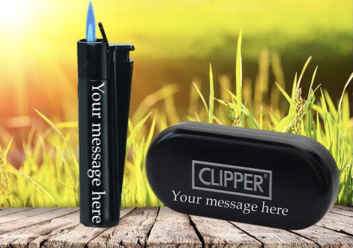 Limited Edition - Clipper Lighter ® Deep Laser Engraved Personalised JET Black Metal - Wind Proof - Engraving Included for Birthdays, Anniversaries, Weddings and Valentines - Black Jet Metal