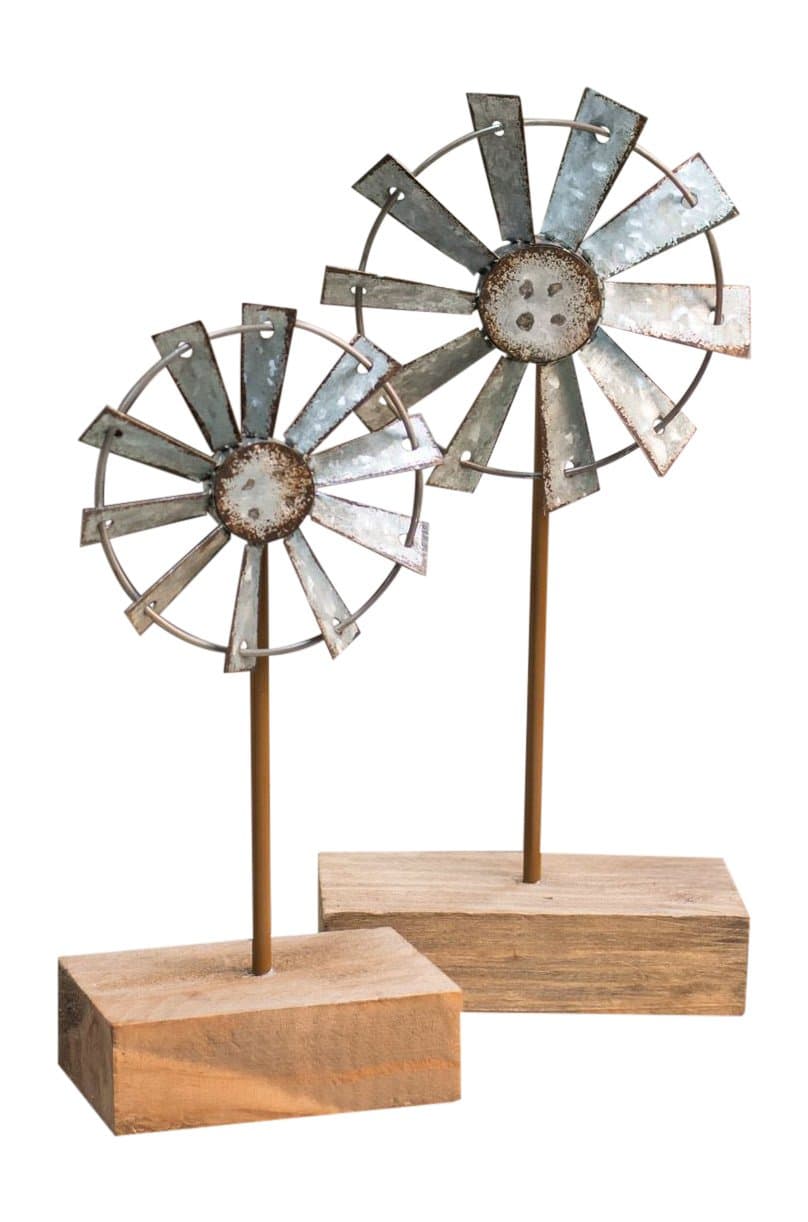 Craft House Designs Decorative Windmill Tabletop Finial Set for Rustic Farmhouse Home Decor