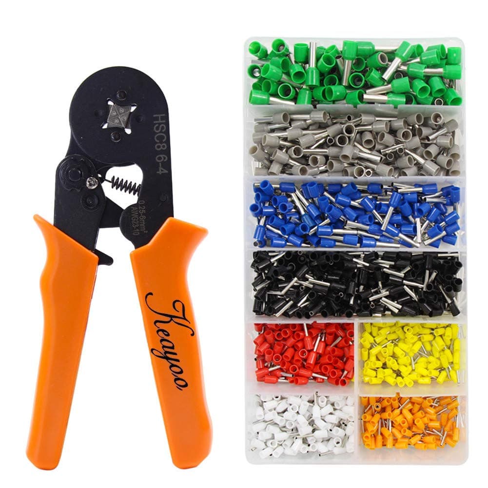 Wire Crimper Tool Kit, 1300pcs 0.25-6.0mm2 Insulated Electrical Cord Pin End Terminals, Tubular Terminals with Ferrule Crimping Plier/Wire Stripping Tool, Assorted Wire Connector