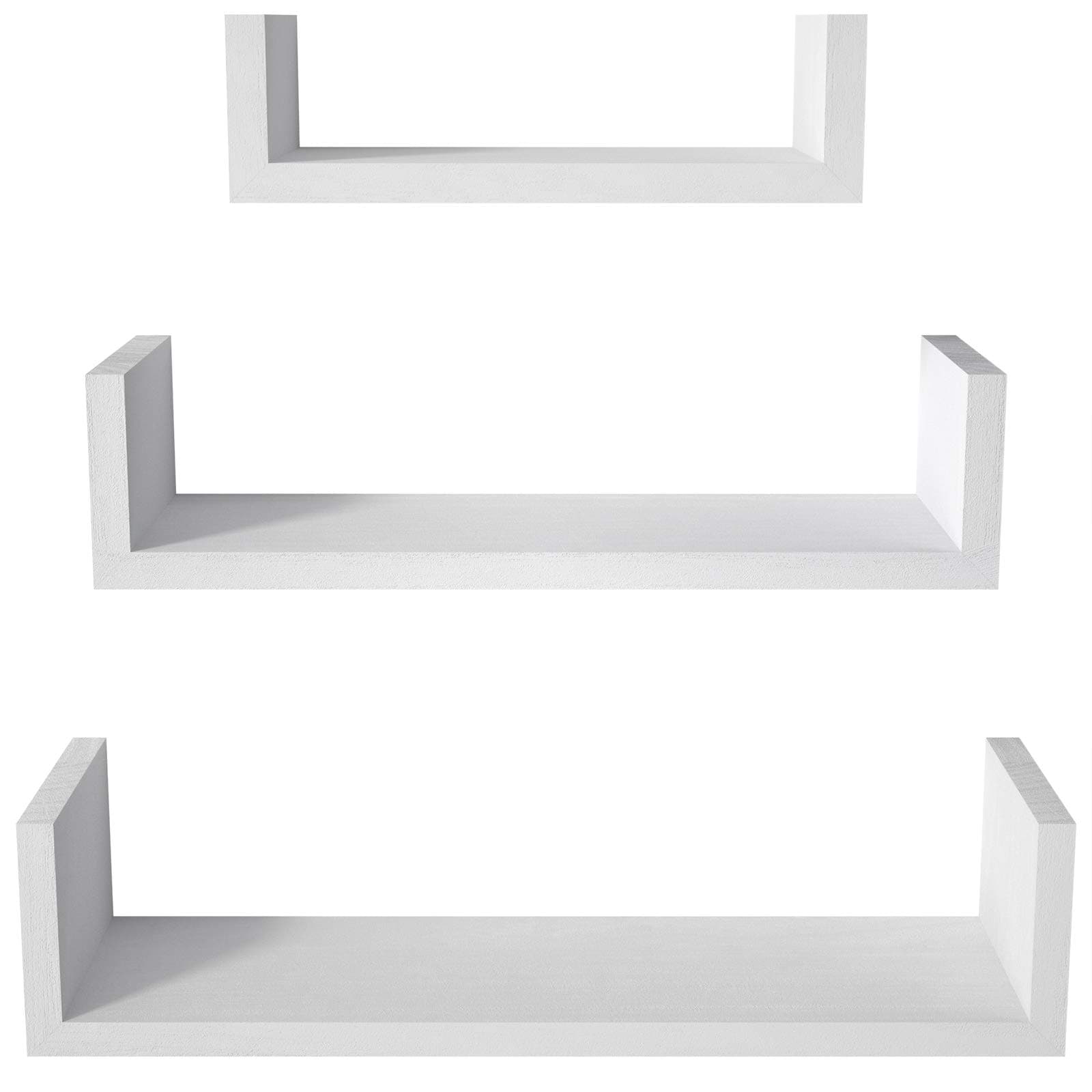 Floating Shelves Wall Mounted, Solid Wood Wall Shelves, White
