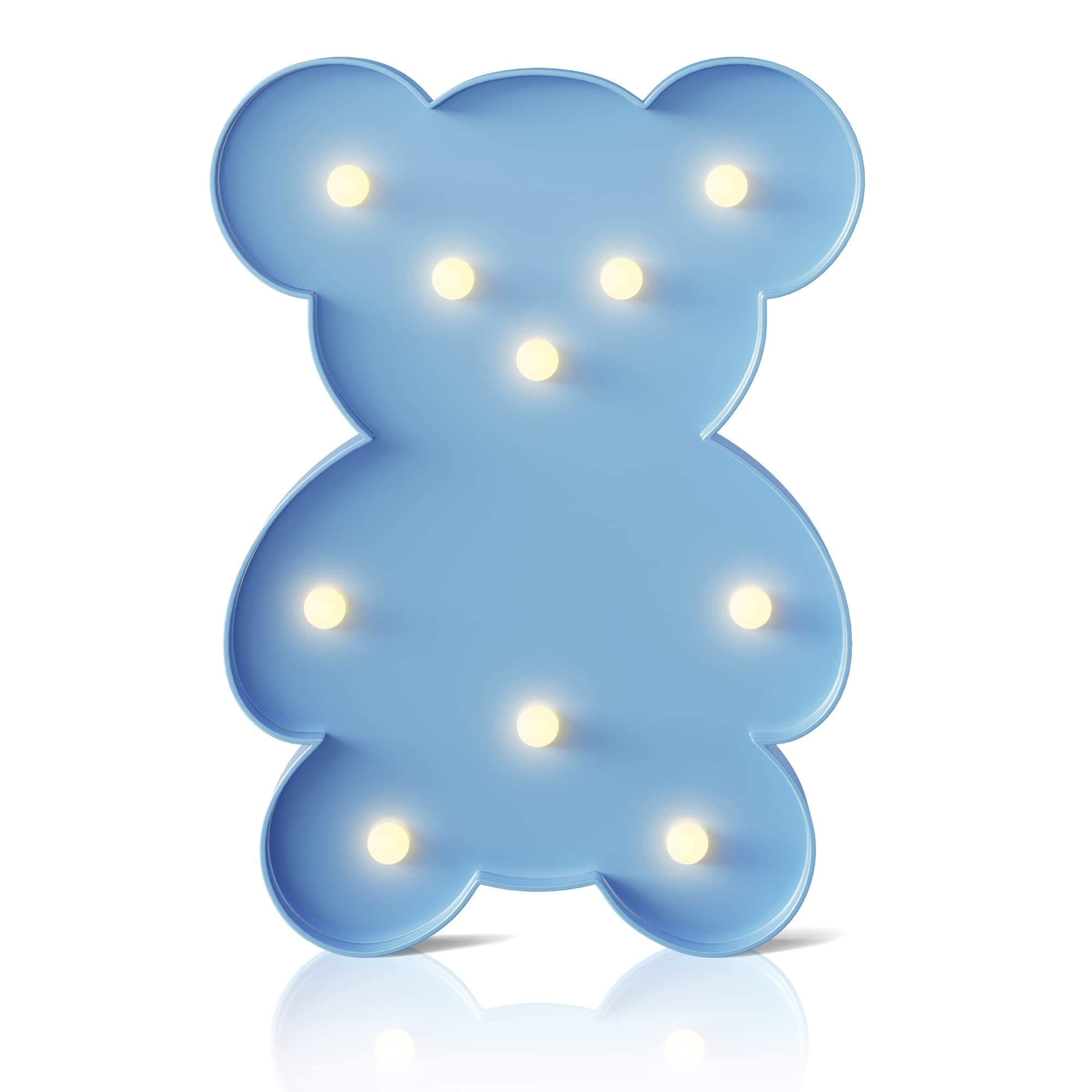 Blue Bear Decor, Battery Powered Bear Night Light for Kids, Pink Party Decorations, Baby Night Light for Bedroom, Toddler Night Lights, Girls Room Decor