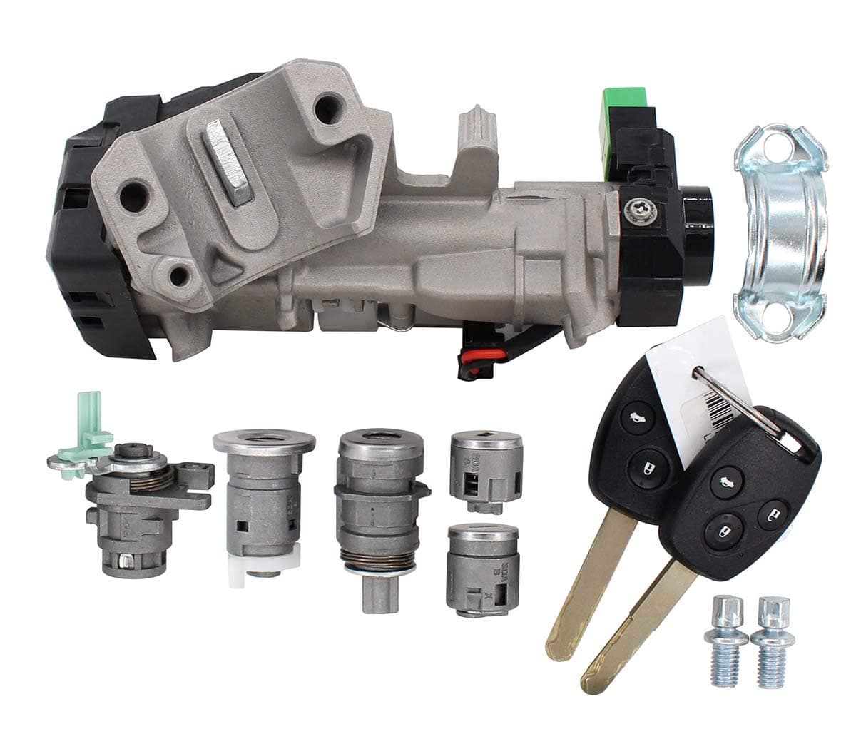 MOTOKU Complete Set Ignition Switch Cylinder Door Lock Key Shell for Honda Accord 2006-2007