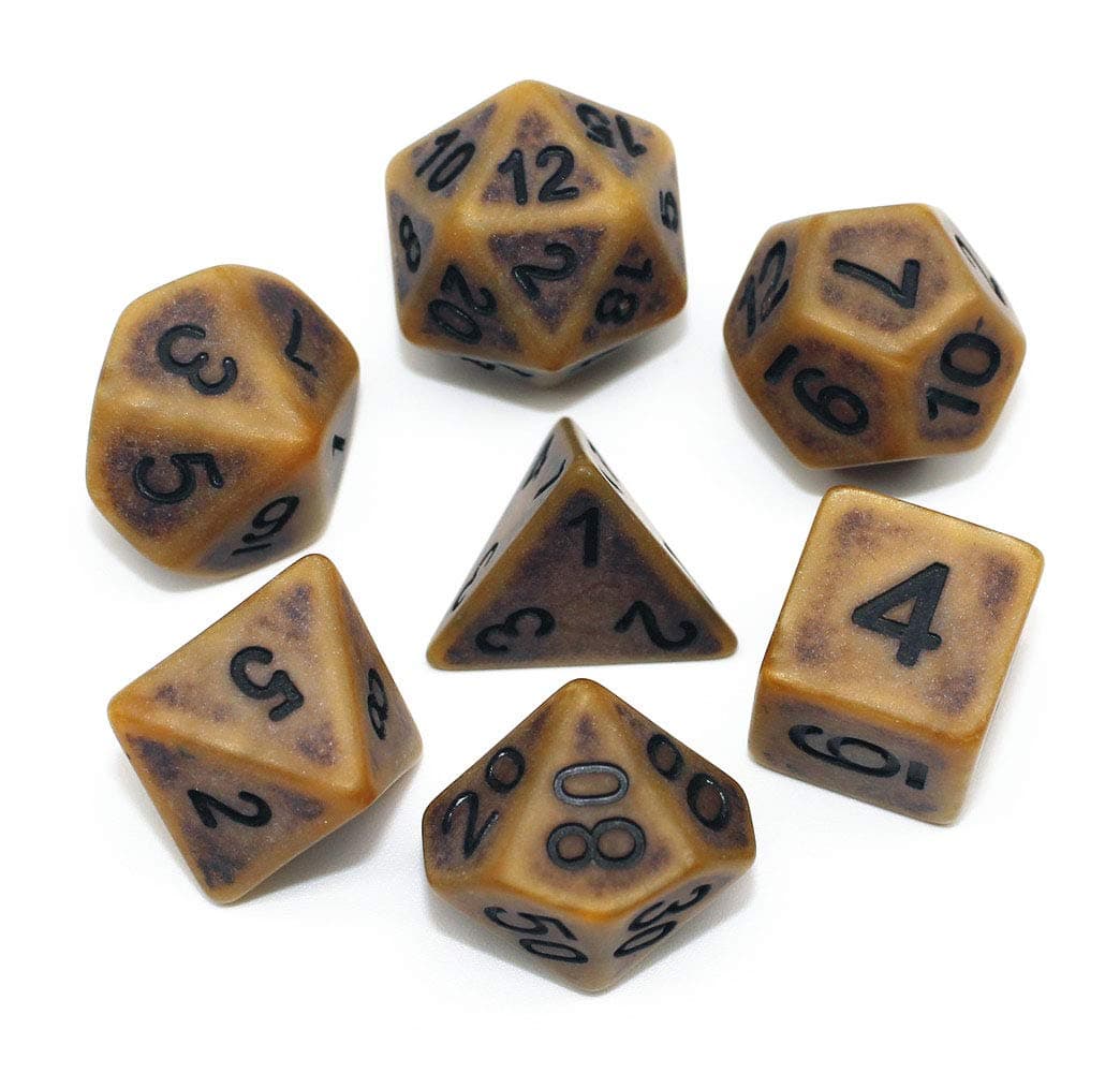 HD DND Dice Set Ancient RPG Dice for Dungeons and Dragons(D&D) Pathfinder MTG Tabletop Role Playing Game Polyhedral 7-Die Dice Group (Coffee Brown)