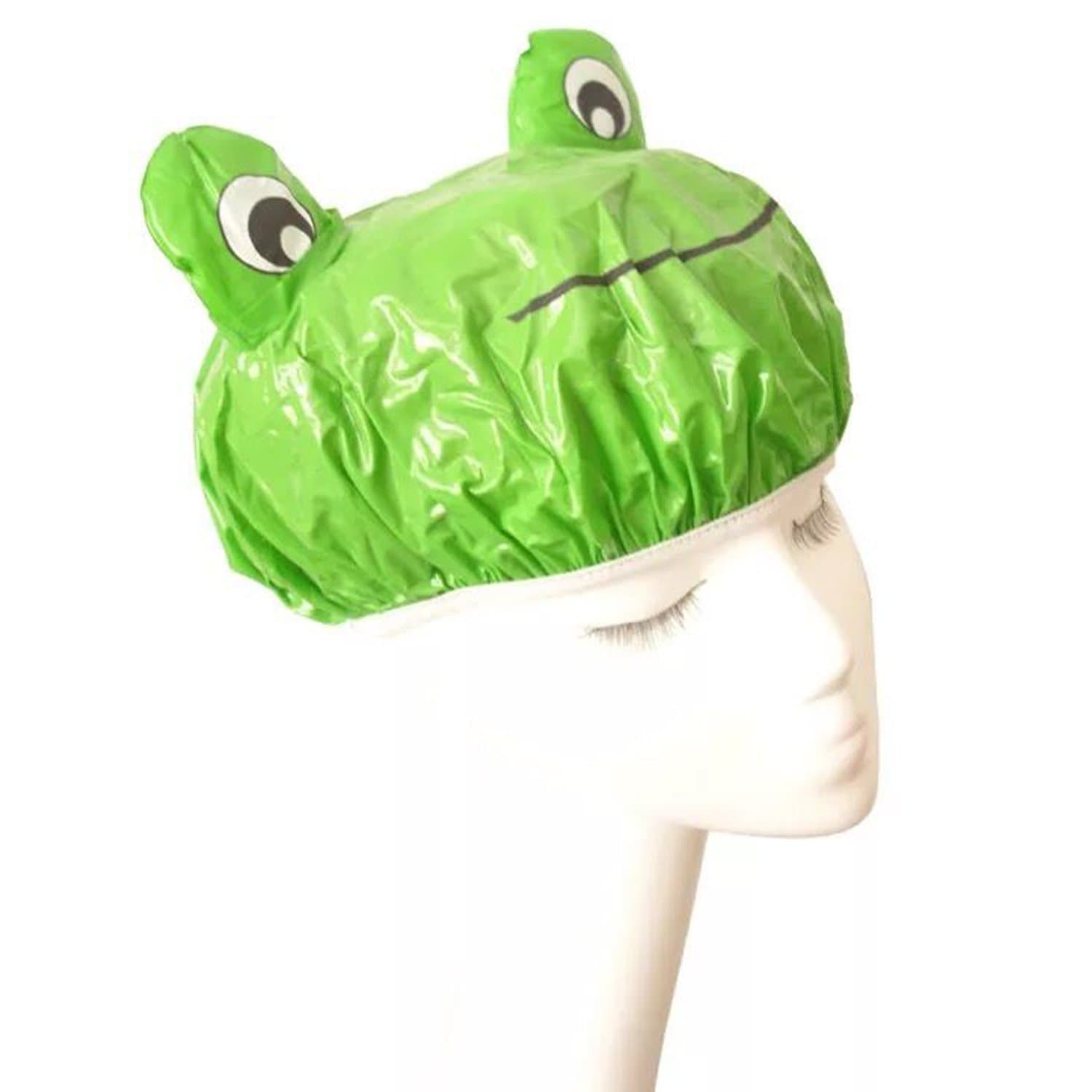 JINGBOSHI 1Pcs Cute Cartoon Pattern Design Mold Resistant Waterproof Bath Hat Shower Cap (frog)