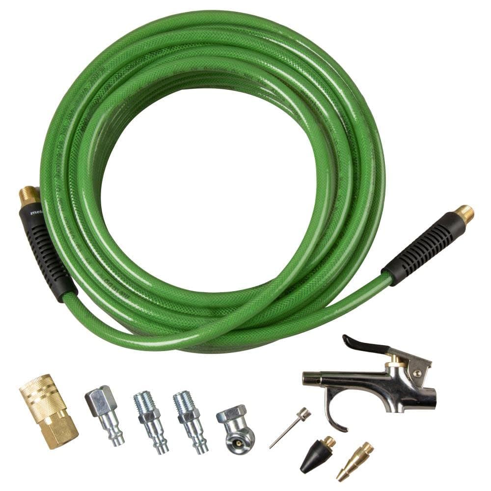 Metabo HPT Air Compressor Accessory Kit | Poly 50 Ft x 1/4-Inch Air Hose w/Accessories | 10 Piece Kit | 115749M