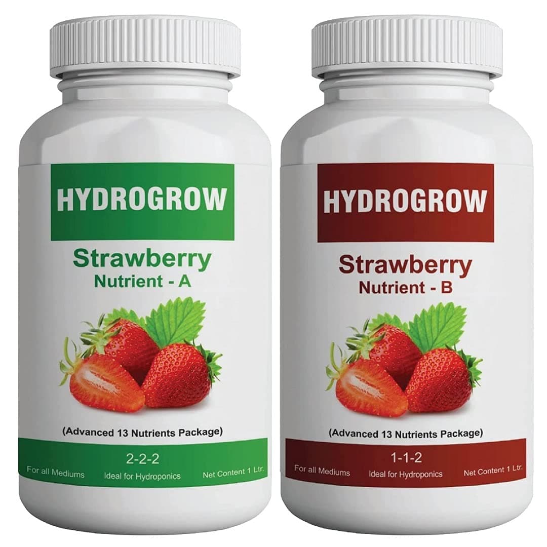 Hydro Grow A & B Strawberry Hydroponic Nutrients (2 Part Nutrients A and B), Advanced Hydroponics Nutrient Solution for Strawberry Plant, 1 Liter Each
