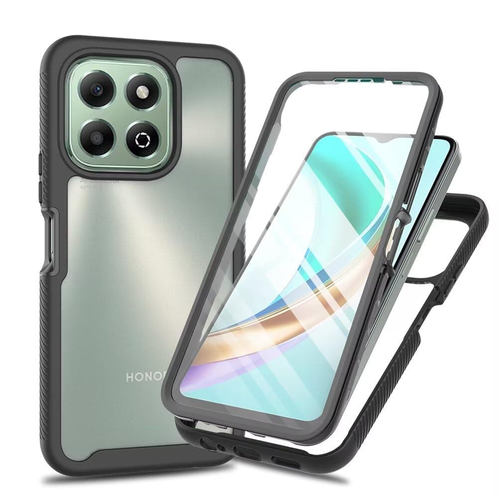 Honor X6B Case with Built-in Screen Protector 360 ° Full Body Shockproof Protection Cover Bumper Transparent Back Phone Case Shockproof Slim Fit Cover Screen Protector for Honor X6B Black
