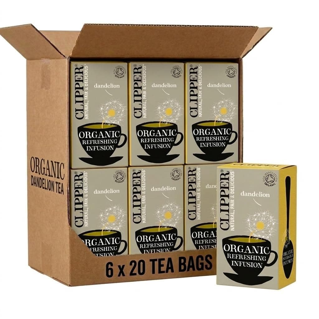– Clipper Organic Dandelion Tea Bags, 120 Count (6x20) | Caffeine-Free Herbal Infusion for Wellness & Digestion | Unbleached & Biodegradable