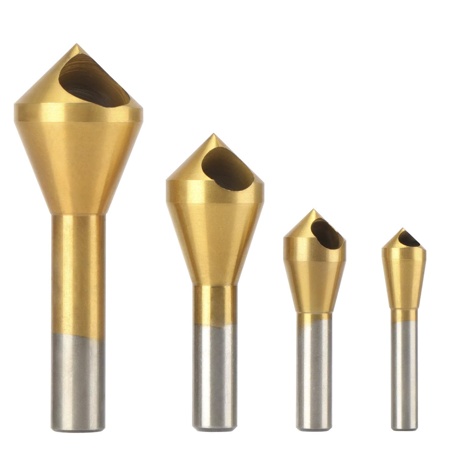 4 Pcs Titanium Coated Countersink Chamfer Tool Deburring Tool Set Metal Wood Drill Bits Set