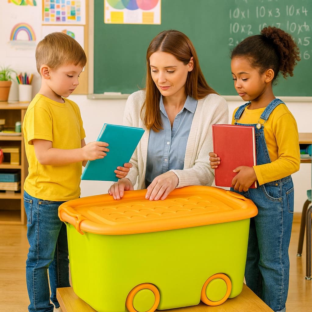 PARASNATH Polypropylene Rolling Storage Container Box (Greenyellow Colour)- 25 Litre Large With Wheels Size (50X33X26 Cm) Launch offer Actual Price 1499, Rectangular