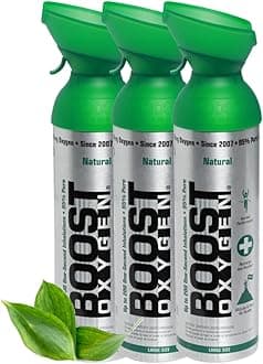 Boost Oxygen Portable Oxygen Cylinder with 95% Oxygen - 27L, 3x9L Oxygen Canister with Oxygen Mask for More Than 450 Inhalations - Portable Oxygen Can, Oxygen for Home use (Natural Flavour)