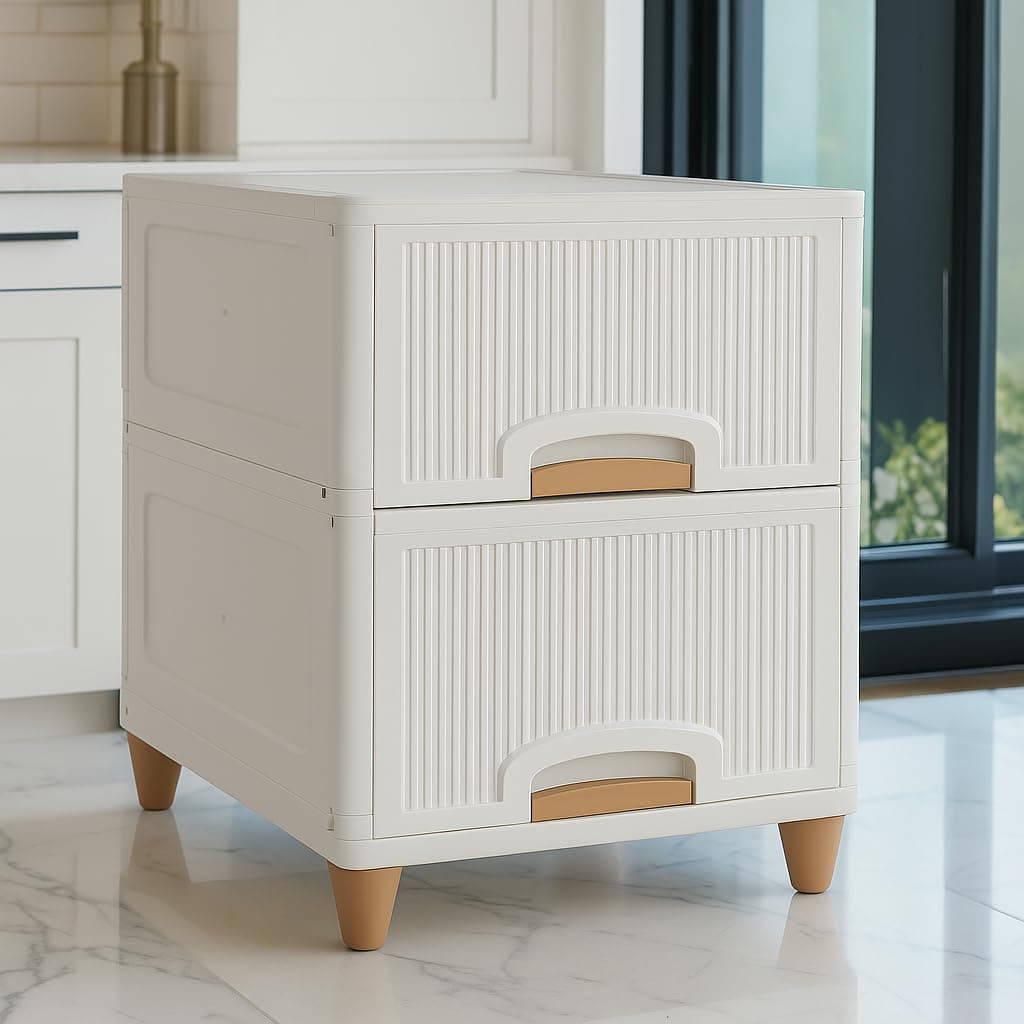 mechdel Cupboard Rack for Clothes Plastic Cabinet for Storage Foldable Wardrobe for Clothes Plastic Cloth Rack for Storage Clothes Storage (Cupboard Rack-1 Door - White, 2PCS), 38 x 45 x 64 cm