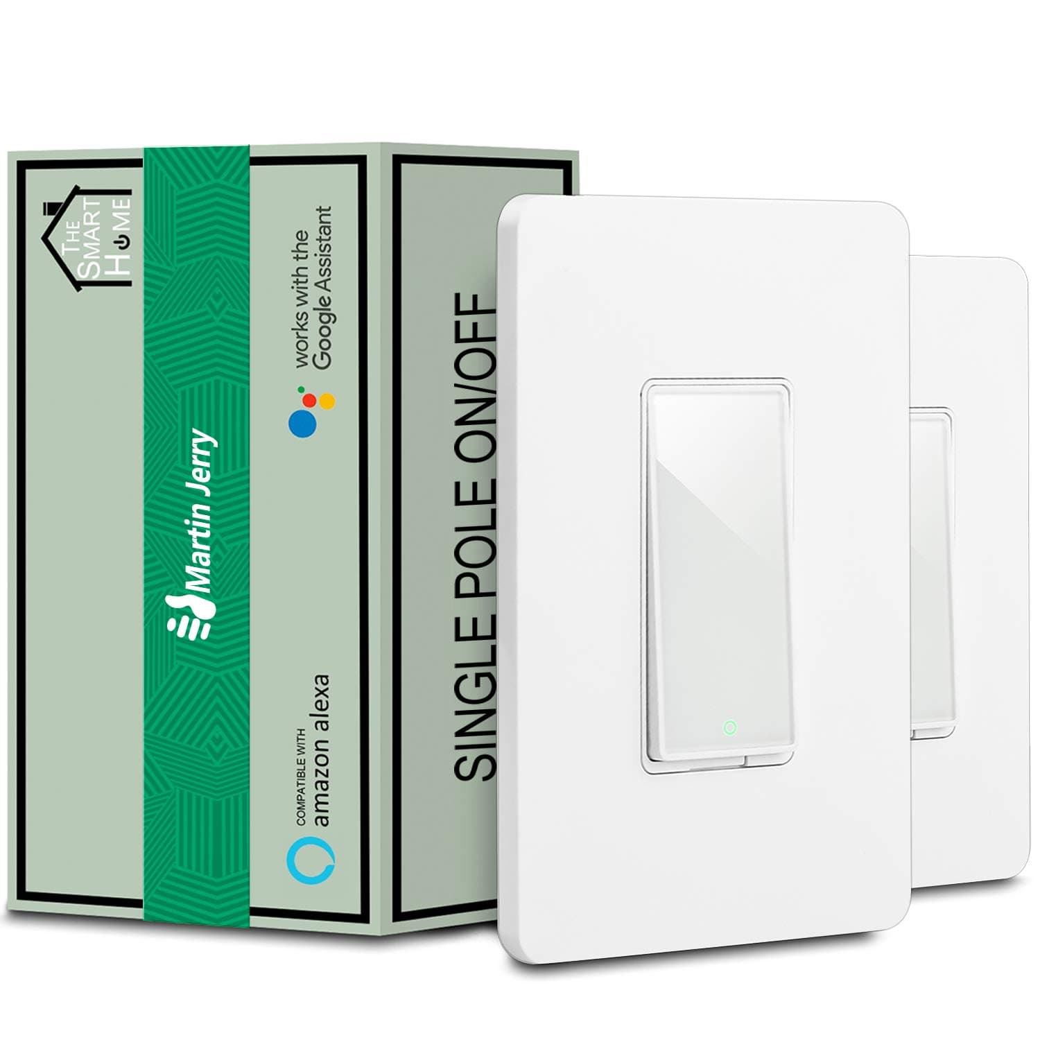 Smart Switch by MartinJerry | Compatible with Alexa, Smart Home Devices Works with Google Home, No Hub Required, Easy Installation and App Control as Smart Switch On/Off/Timing (2 Pack)