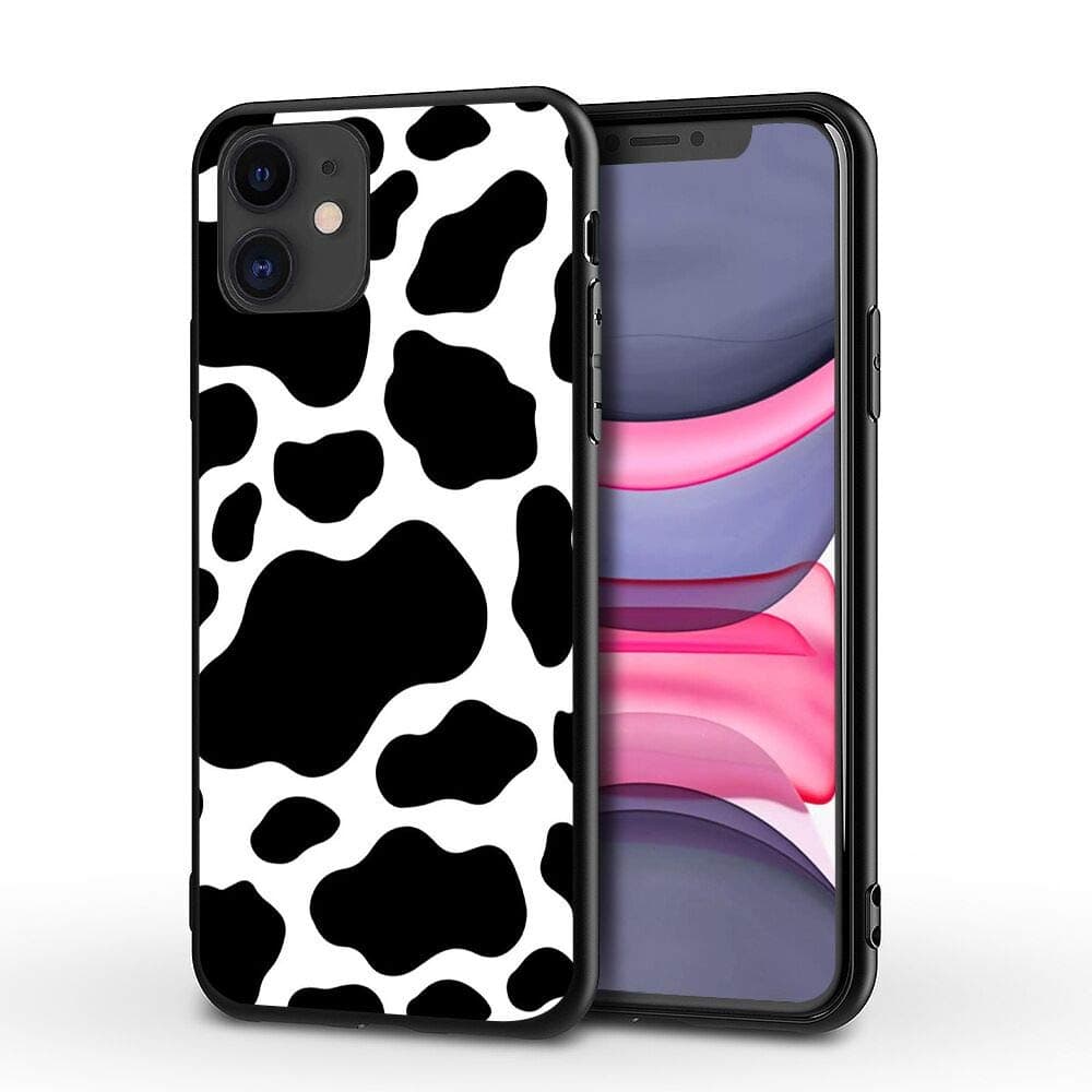 SUBESKING Cow Print iPhone 7 Plus Case/8 Plus case Cute Pattern,Silicone Shell Soft TPU Design Fashion Cool Luxury Slim Fit Shockproof Protective Phone Case Women Girls Retro Spots(Black White)