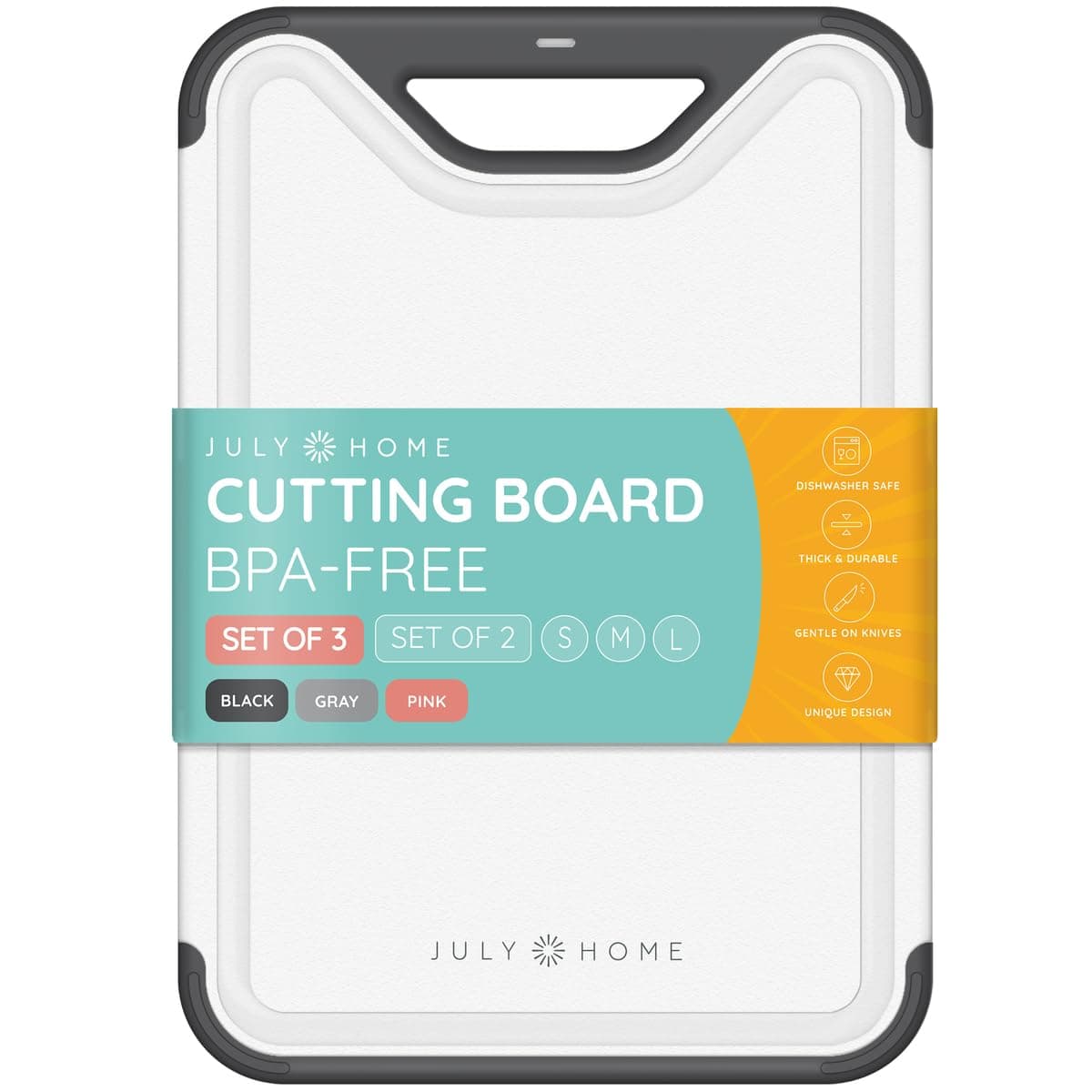 Cutting Boards for Kitchen, Plastic Cutting Board, Dishwasher Safe Cutting Board with Juice Grooves for Meat, Veggies, Fruits, Easy Grip Handle, Non-Slip (Black, 10"x7")