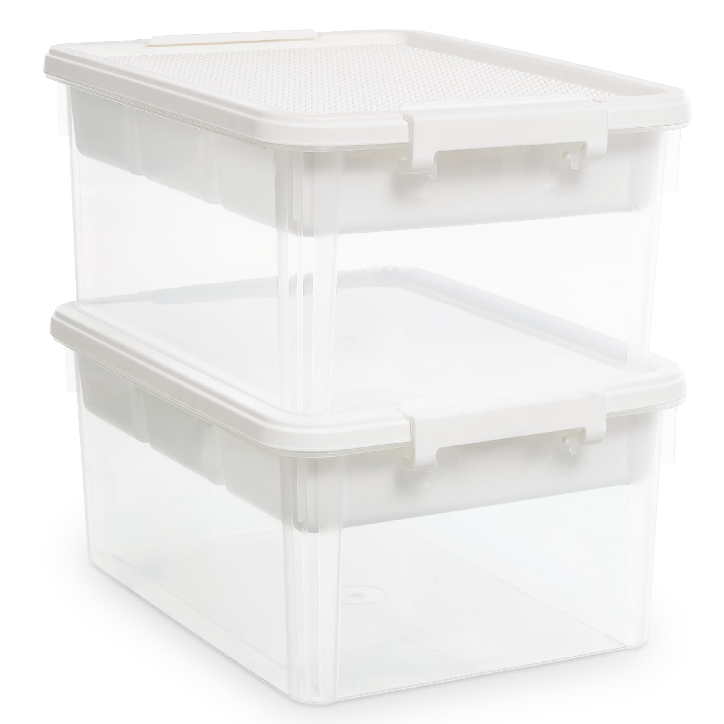 Citylife 17 QT Storage Box with Building Baseplate Lid and Removable Tray Office Organization Kitchen Organization Toy Storage Bead, Tool, Sewing, 2 Packs