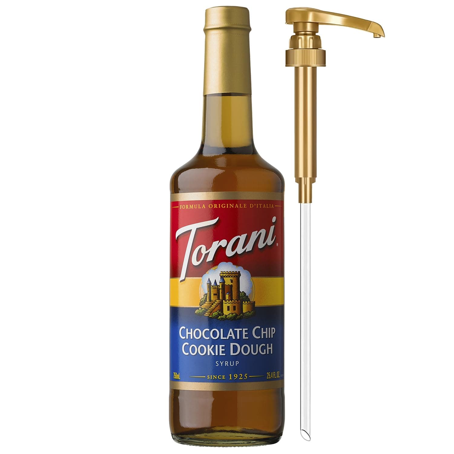 Torani Chocolate Chip Cookie Dough Coffee Syrup, Flavored Syrup for Drinks, Pump Included, 25.4 Fl Oz