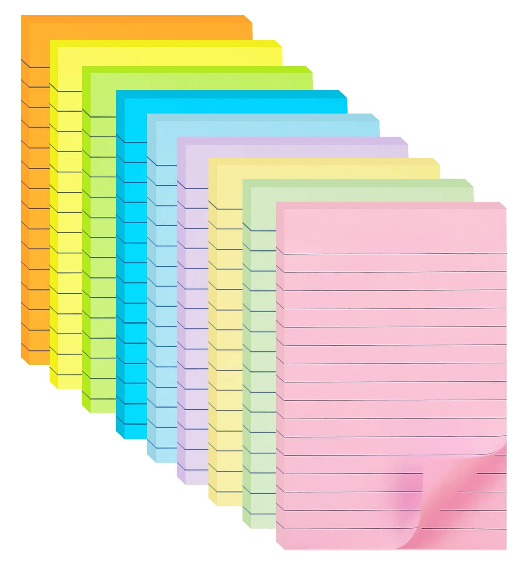 HQCME Lined pastel sticky notes 4x6 in (9 Colors)