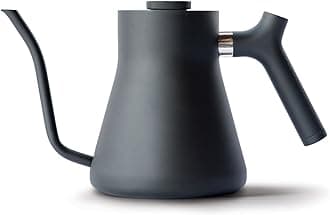 Stagg Stovetop Pour-Over Coffee and Tea Kettle - Gooseneck Teapot with Precision Pour Spout, Built-in Thermometer, Matte Black, 1 Litre