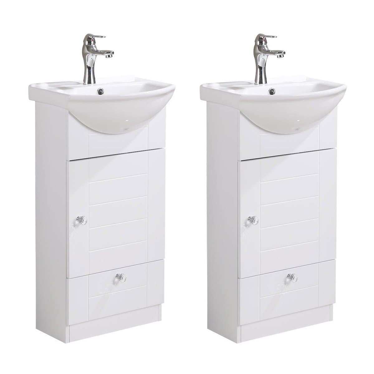 Renovators Supply Manufacturing Bathroom Vanity With Sink 17 3/4 In. Wide White Ceramic Vanity Sinks For Bathrooms With Bathroom Vanity, Faucet And Sink Drain, Pack Of 2