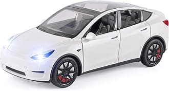 Toy Cars Y 1/24 Zinc Alloy Diecast Metal Model Car, Pull Back Toy Model with Light and Music, Suitable for Children Aged 3 and Above as Gifts(White)