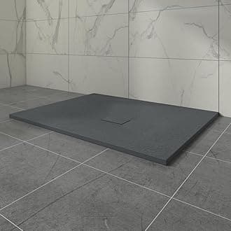 Aquariss SMC Slate Effect Shower Enclosure Tray 1200x1000mm Rectangular Wetroom Shower Base Anthracite