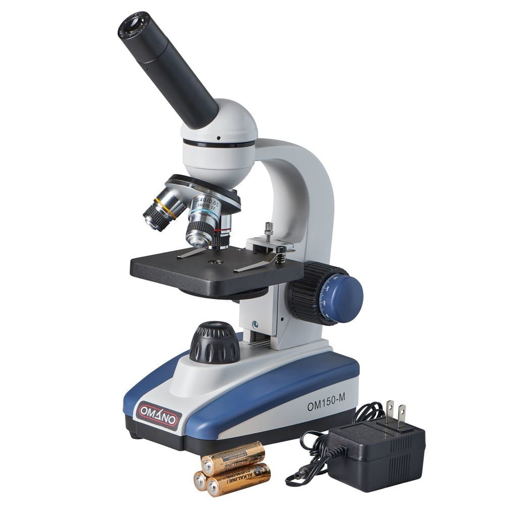 Omano OM150-M LED 40X-400X Student Compound Microscope with Glass Optics, Fine Focus