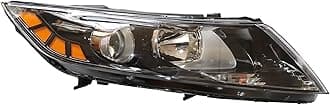 Right Passenger Side Projector Headlights Assembly, For KIA Optima 2011-2013 Halogen Headlights Assembly Replacement Right Lamp Front Head Light Lamp Chrome Housing Clear Lens (Right Side)