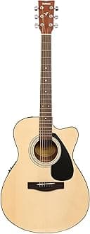 FSX80C Semi-Acoustic Cutaway Guitar – Natural Finish, 6 Strings, Full-Size, Built-in Pickup, Rich Tone, Comfortable Playability, Ideal for Beginners & Performers