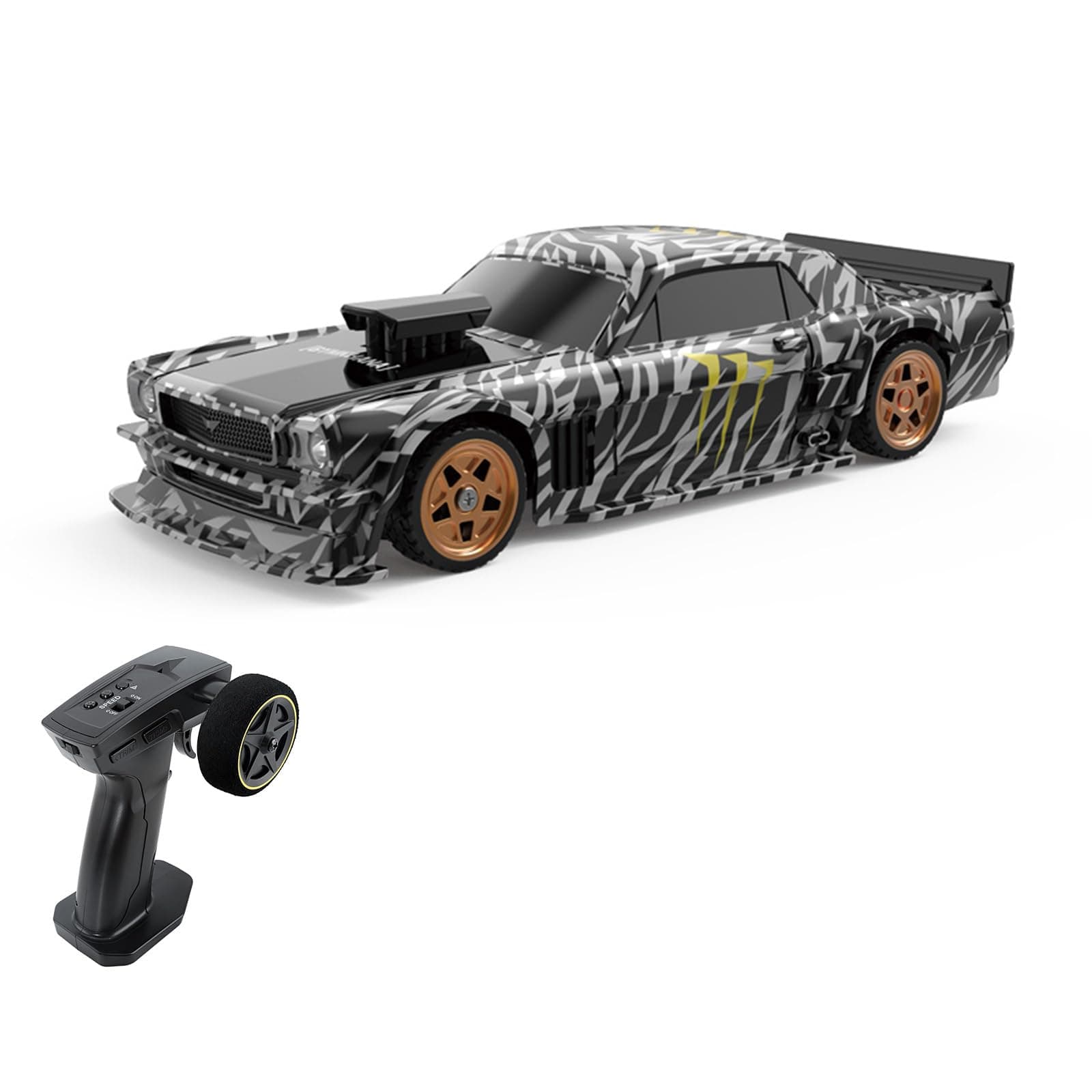OUNA Remote Control Drift Car 2.4GHz 1/43 Remote Control Car 4WD Fully Proportional Remote Control Racing Car with Simulated Lighting Drifting Forward Backward, Turn Left, Turn Right