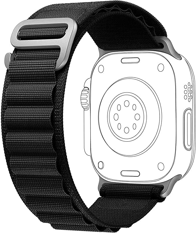 Alpine Loop Nylon Bands Compatible with Apple Watch Band 49mm 45mm 44mm 42mm Women Mens, Adjustable Sport with Metal G-Hook Braided Strap for iWatch Ultra Series SE 8/7/6/5/4/3/2/1 (Black)