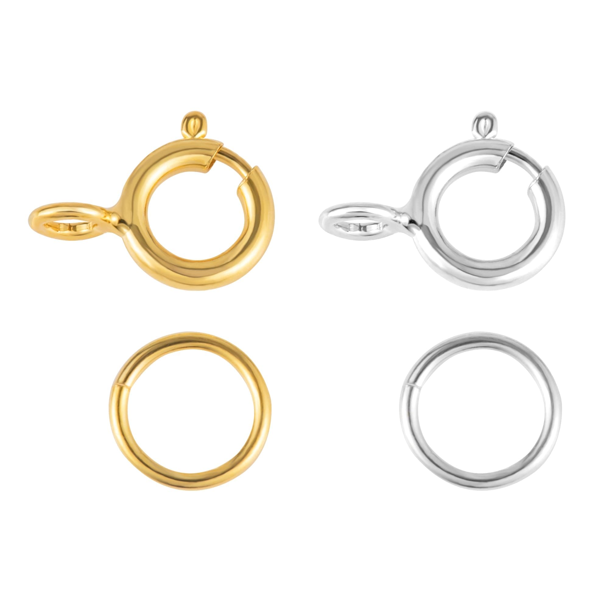 40 Pcs Necklace Bracelet Spring Clasps with Open Jump Rings Set 5mm Jewelry Connectors for Jewelry Making (5mm Gold and Silver Clasps)