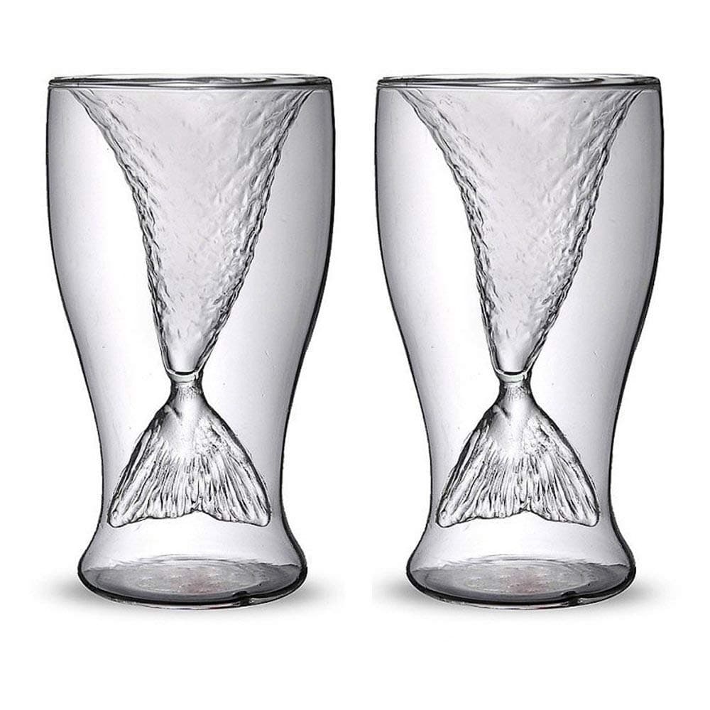 Disumos 2Pcs Creative Mermaid Glass Mug