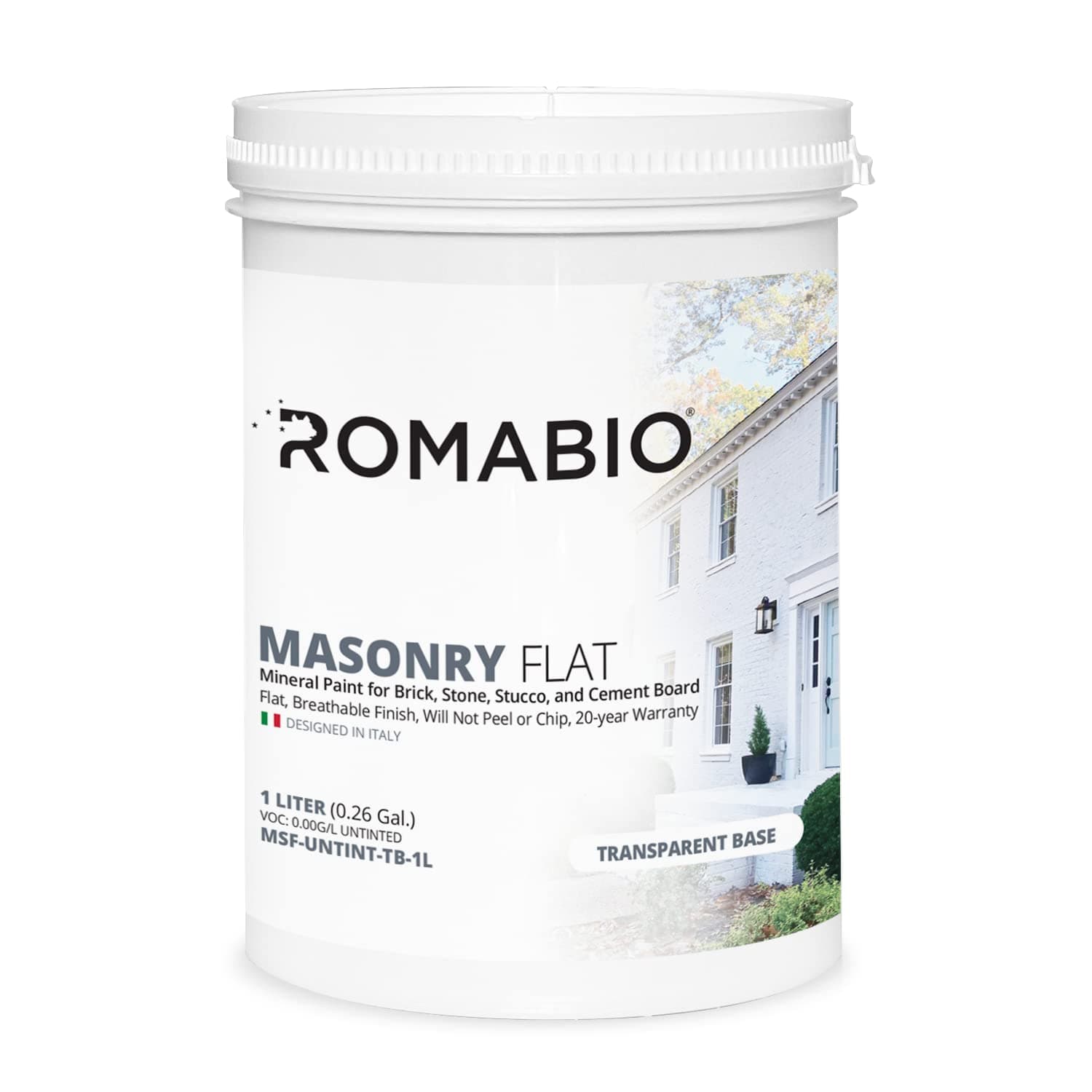 Romabio Masonry Flat, Mineral-Based Masonry Paint for Brick, Stone, Hardie Board, and Stucco, Navy Steel, 1L
