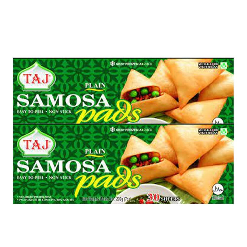 Taj Plain Samosa Pads 30 Sheets Ready To Cook Instant Snacks No artificial Preservatives Easy To peel Vegan Frozen Snacks Indian Origin 200G (Pack of 2)
