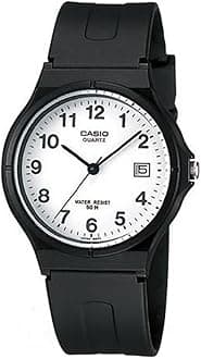 MW-59-7B Men's Analogue Quartz Watch with Resin Strap, Black/White, Strap.