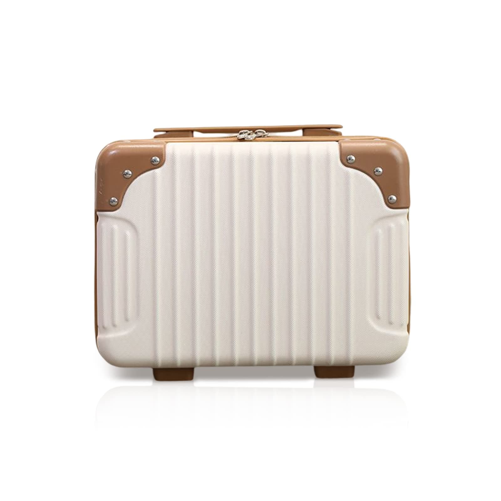 Vanity Case 30 * 15 * 22cm, 10L Cosmetic Case with Handle and Zip Wear-Resistant, Hard Shell Beauty Case Makeup Box for Women Girls, Gentleman Beige