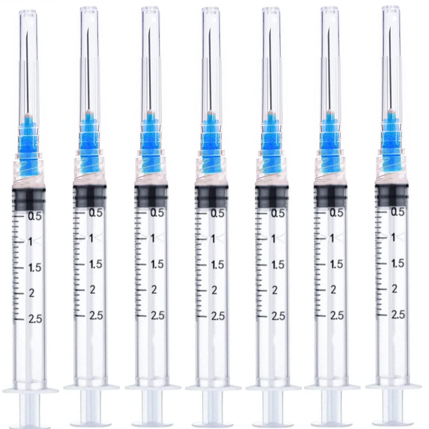 50 Pack - 2.5ml 23Ga Plastic Dispensing Syringe Tool, Industrial and Scientific Lab Consumables for Refilling, Measuring Liquids, Experiments Research