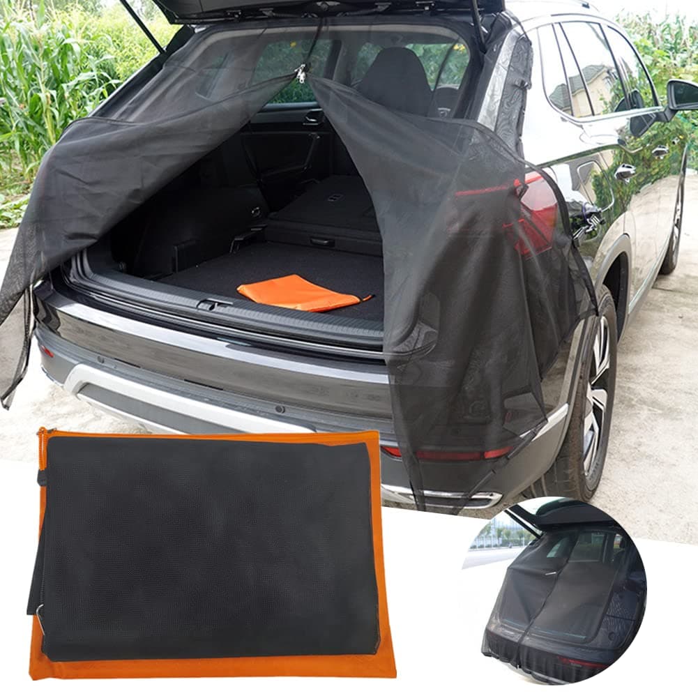 Car Tailgate Mosquito Net Rear Windshield Sunshade Screen Magnetic Mount Anti-Flying Net Trunk Privacy Protection Ventilation Mesh Closed by Zipper for SUV MPV Camping Self-Drive (XL)