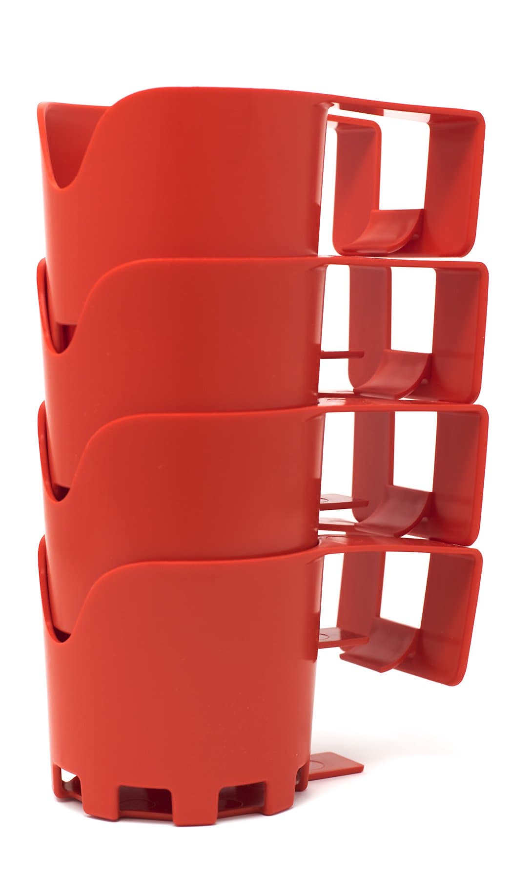 Storage Theory Pool Cup Holders – Clip-On Pool Cup Holder for Above Ground Pools - Fits Round Rails 2" or Less - Drinks, Phone & Accessories Caddy - Poolside Organizer - Red, 4 Pack