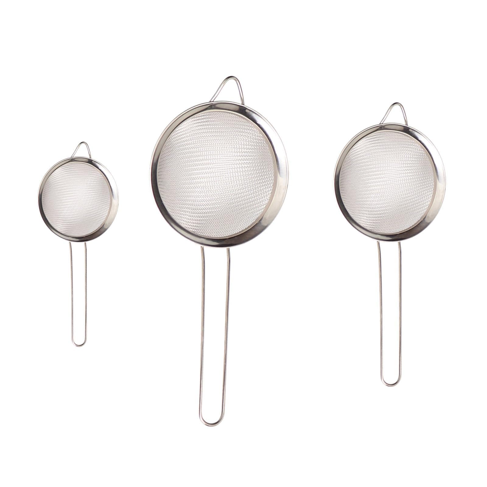 3 Pcs Fine Mesh Strainer Set, Stainless Steel Fine Mesh Sieve with Handle,Juice Strainer for Tea Yogurt Kitchen Food Rice