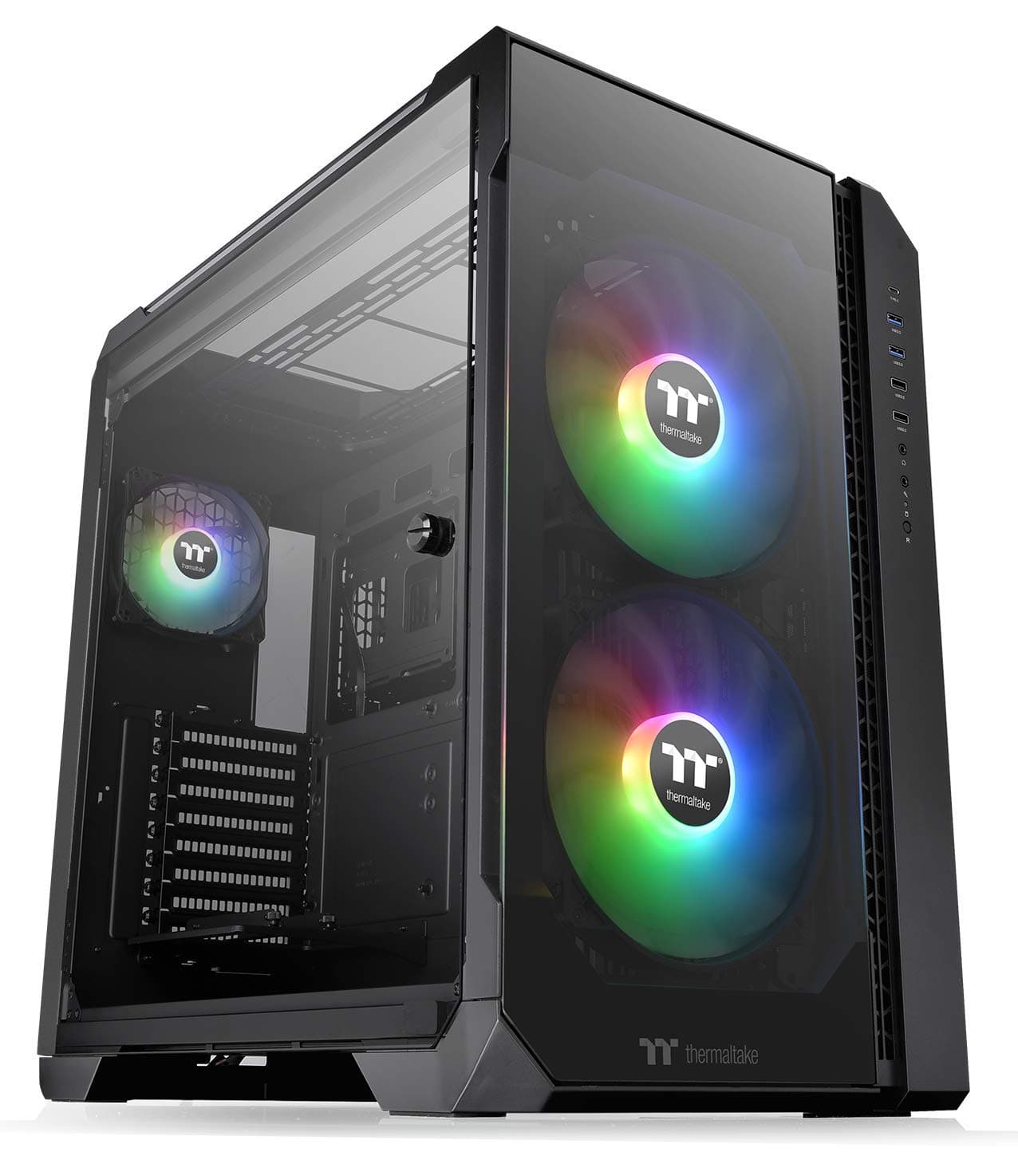 Thermaltake View 51 Motherboard Sync ArGB E-Atx Full Tower Gaming Computer Case With 2 200mm ArGB 5V Motherboard Sync RGB Fans + 140mm Black Rear Fan Pre-Installed Ca-1Q6-00M1Wn-00