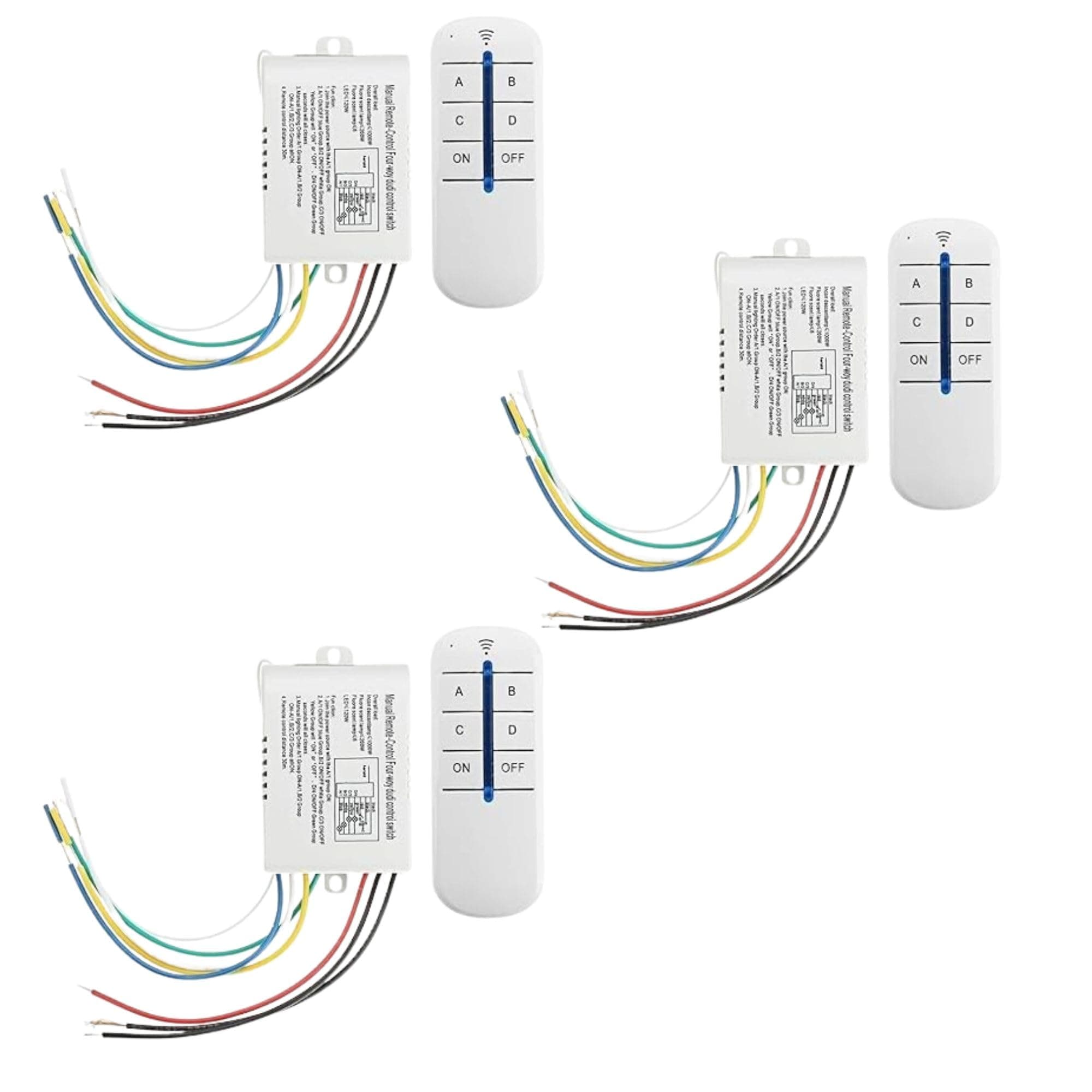 ESHMEET Lighting Hub 4-Way Digital Switch On/Off 220V-240V Light Digital Rf Remote Control Remote-Control Wireless For Wall Switch (3 Piece), White