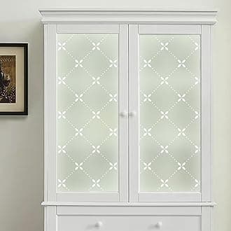 DKTIE Stained Glass Window Film Geometric Patterns, Fine Frosted Window Clings for Glass Windows, Waterproof for Bathroom Window Privacy Film Day and Night (S379, 17.7in X 118.1in)