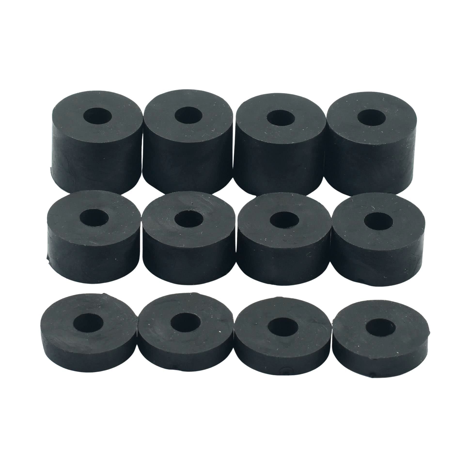 6mm (M6) Medium Soft Rubber Spacers Standoff Washers Shore A 55 (12 Pack) 4 x 15mm, 4 x 10mm, 2 x 5mm – Black